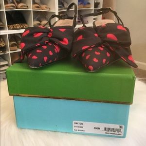 Kate Spade Kitten Heels Black with Red Hearts